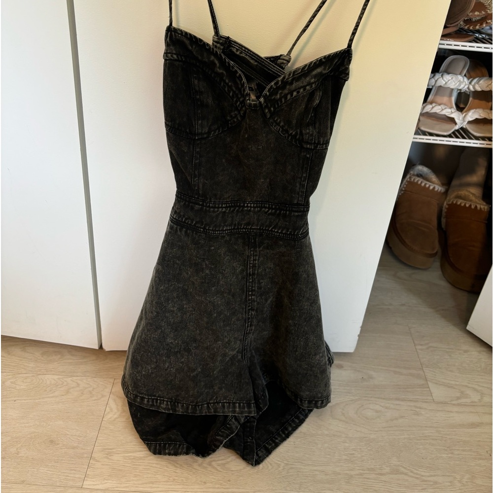 Black Jean romper